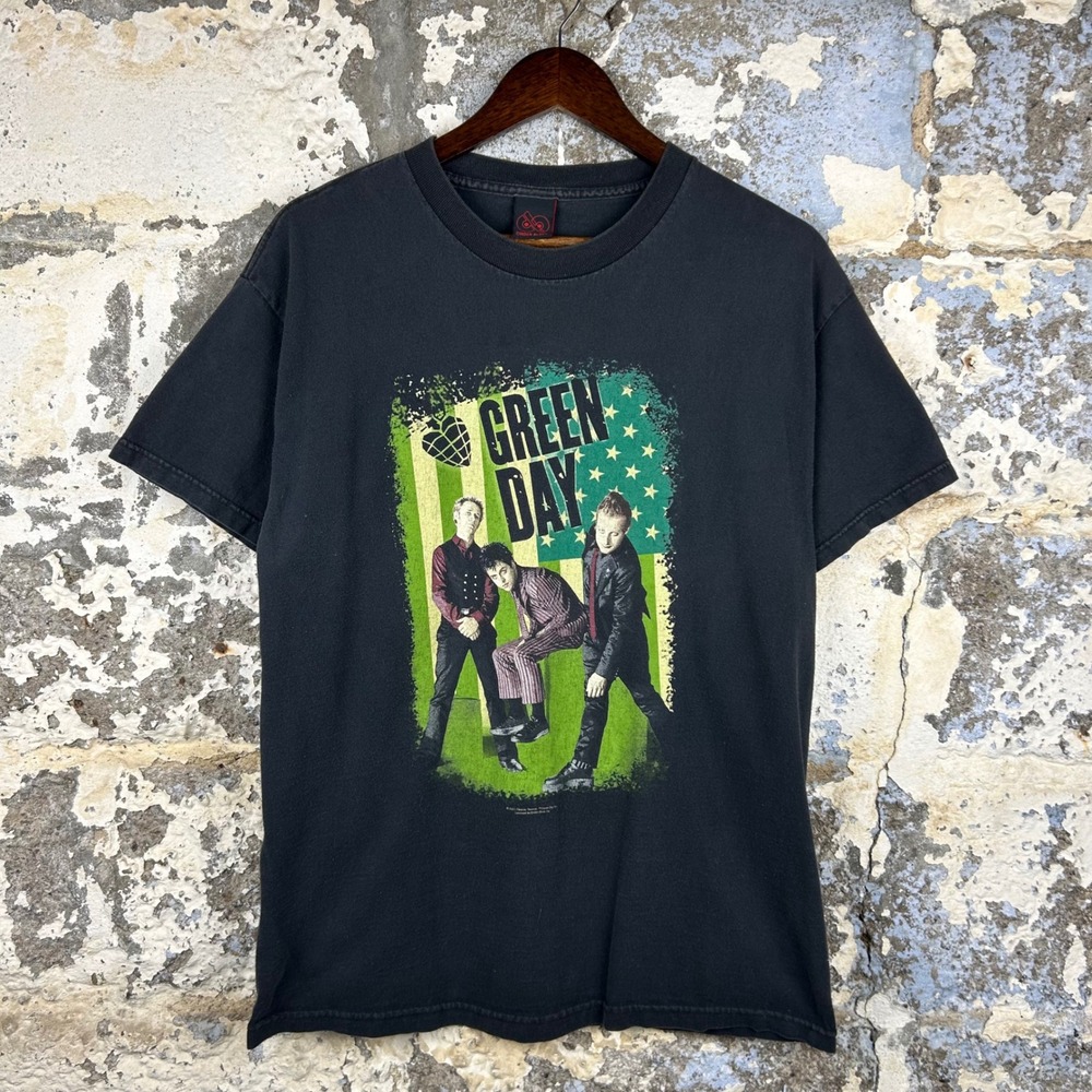 Vintage Green Day Band T-Shirt Faded Black 2005 American Idiot Tour Large